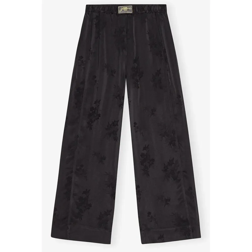 GANNI Black Satin Jacquard Pants XS / 2 - Picture 3 of 16